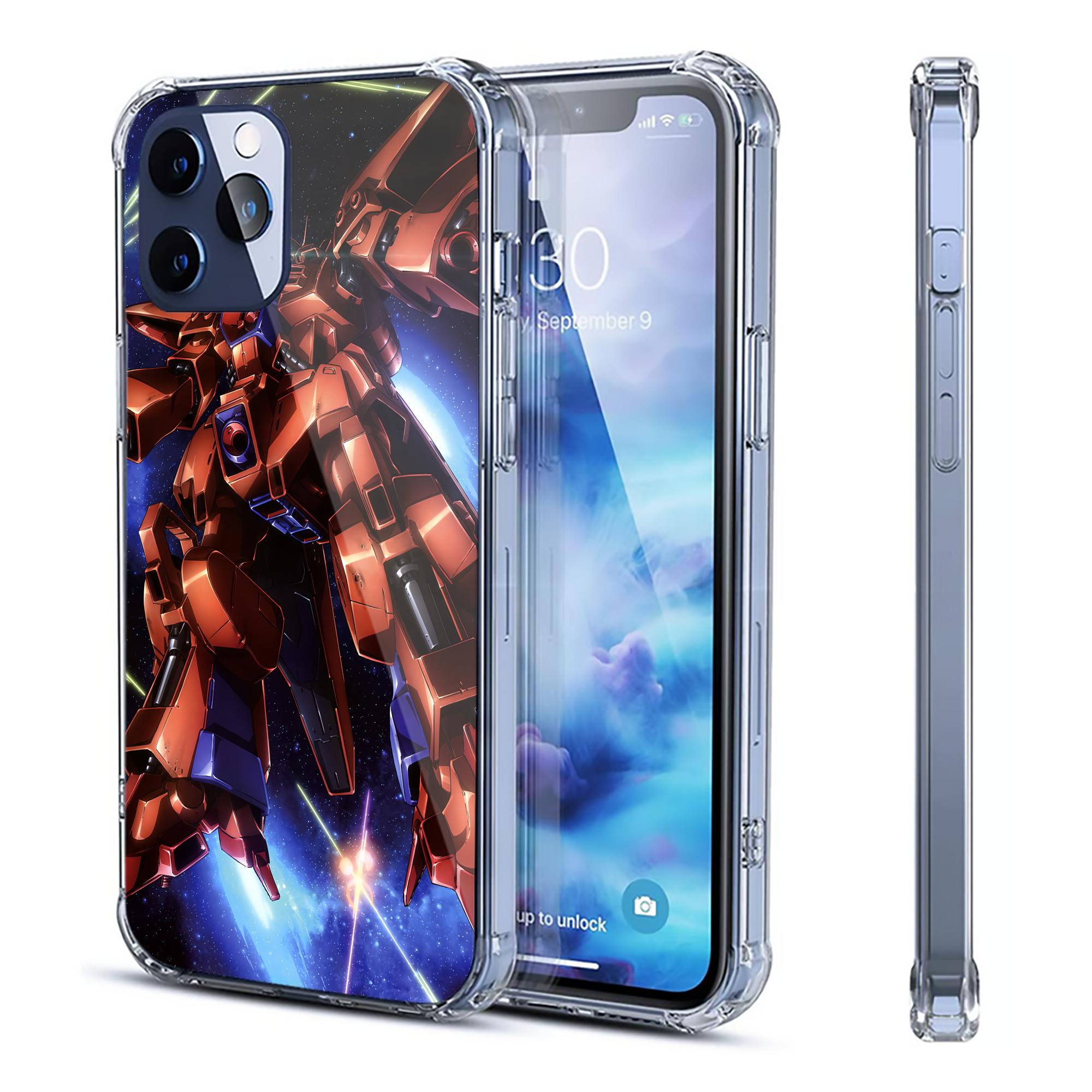 （画像用） 機動戦士ガンダム Mobile Suit Gundam 【iPhone 12シリーズ対応】透明スマホケース（クリアソフトケース）
